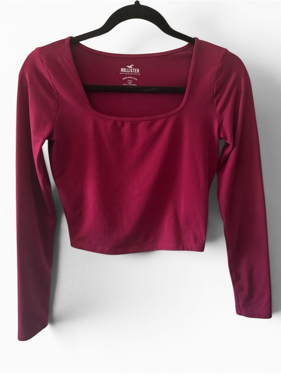 Hollister Tops - Hollister Women's Long-Sleeve Square Neck Crop Top - Wine